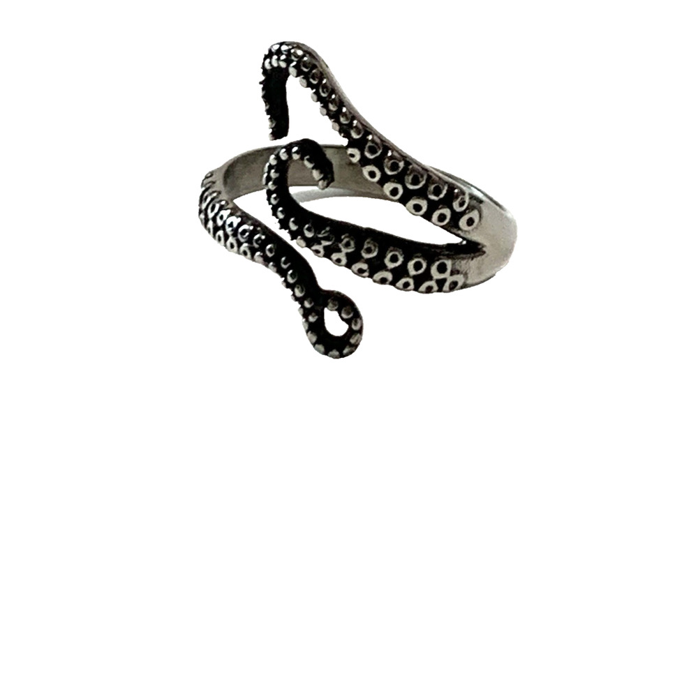 Octopus Tentacle Ring Adjustable Silver Goth Ocean Wrap Style Thumb Ring Sz 12.5